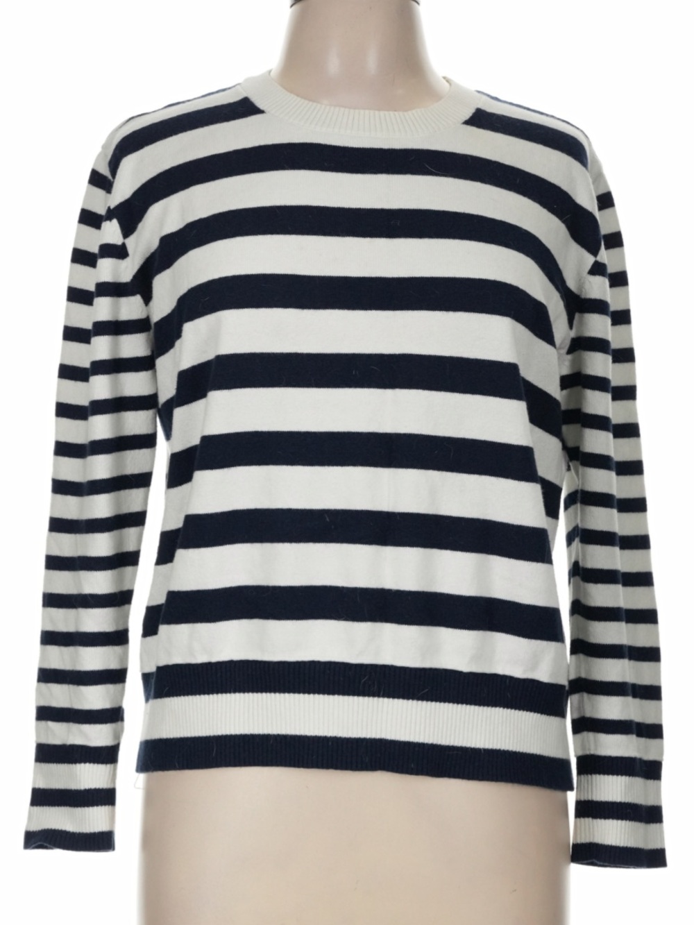L.L.Bean Classic Striped Crewneck Sweater - Navy and White